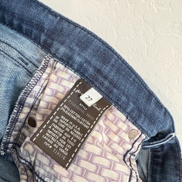 7 For All Mankind Denim Cropped Dojo Jeans Blue 7FAM Dark Wash Casual Capris 27 - Picture 5 of 8